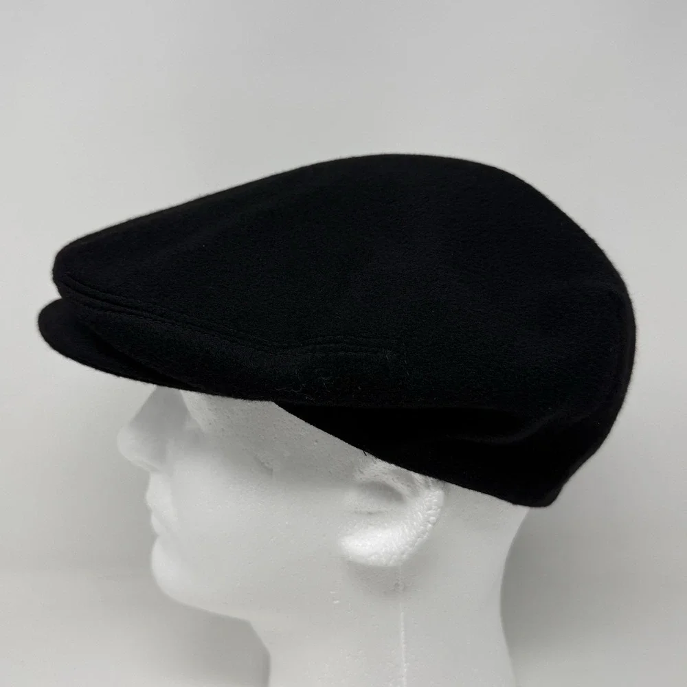 Brooks Brothers Newsboy Cap Size Large Black 100% Cashmere Cabbie Hat Made Italy